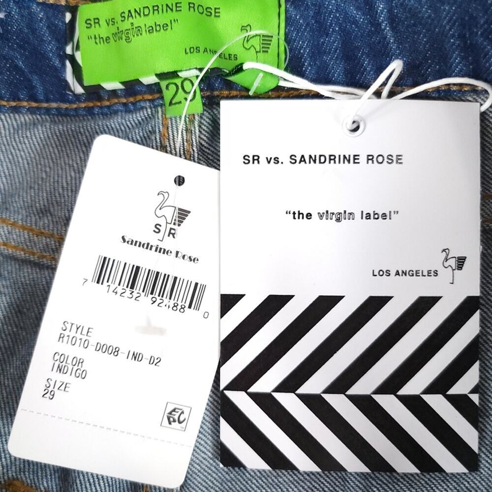 Free People x Sandrine Rose Long Fray Hem Denim Shorts Indigo Wash - Picture 4 of 5